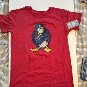 Disney Red Short Sleeve Tee with Cartoon Graphic